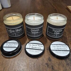 3 fall scented soy candles set. 8oz each